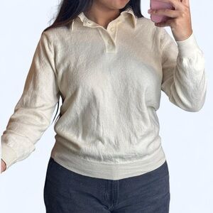 Jos. A. Bank Cream Merino Wool Polo Sweater